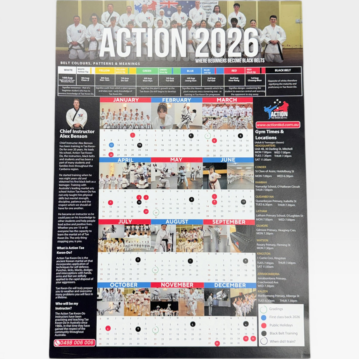 Action Tae Kwon-Do wall calendar